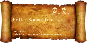 Pritz Karmelina névjegykártya